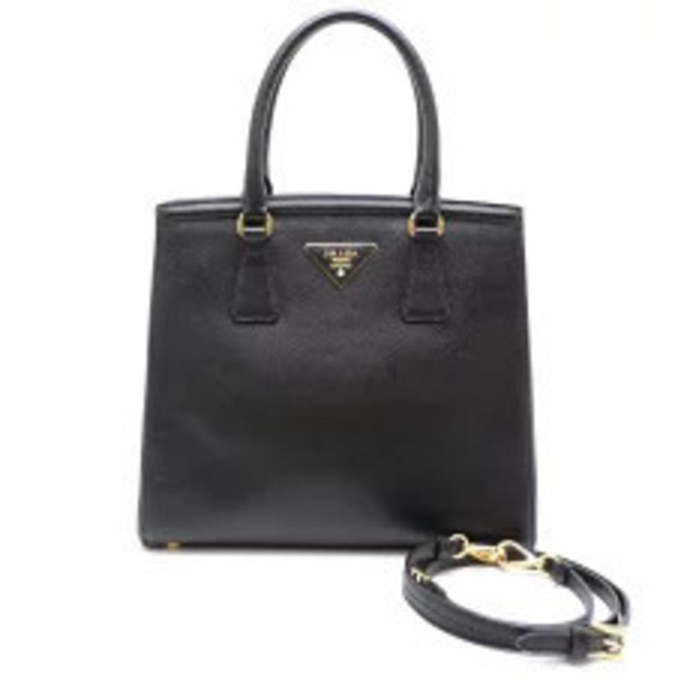 Prada Tote Shoulder Bag Saffiano Leather Noir Black